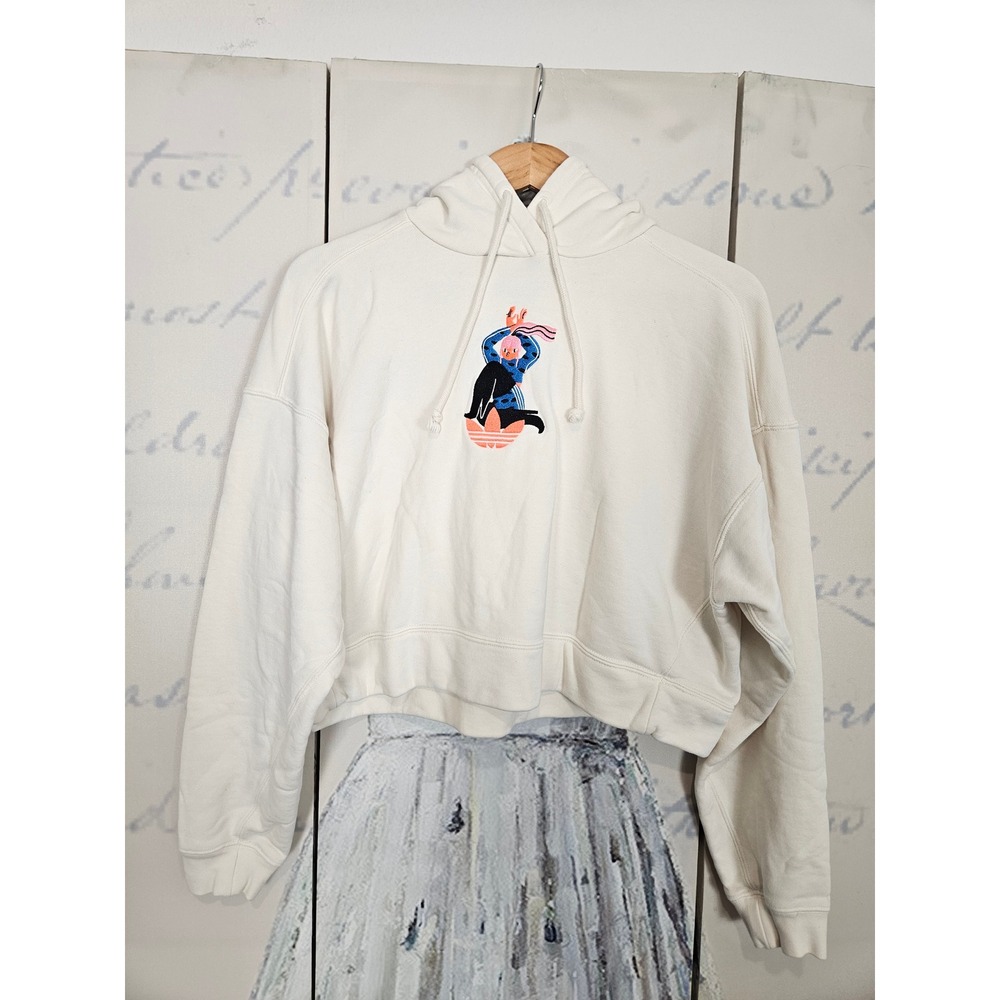 adidas Originals Adicolor Essentials x Egle Cropped Hoodie Cream White Size M